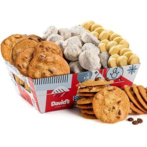 david’s cookies assorted cookies basket with thin crispy cookies, pecan meltaways treats and shortbread cookies – freshly baked, gourmet and delicious christmas cookies variety – ideal christmas food gift
