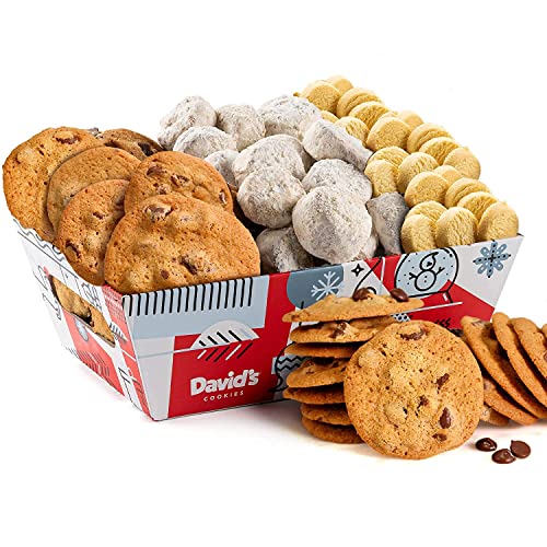 David’s Cookies Assorted Cookies Basket with Thin Crispy Cookies, Pecan Meltaways Treats and Shortbread Cookies - Freshly Baked, Gourmet and Delicious Christmas Cookies Variety - Ideal Christmas Food Gift