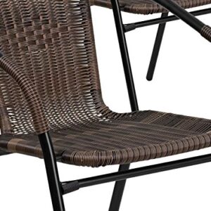 Flash Furniture 4 Pack Medium Brown Rattan Indoor-Outdoor Restaurant Stack Chair