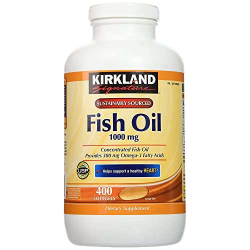 Kirkland Signature Natural Fish Oil Concentrate with Omega-3 Fatty Acids, 400 Softgels, White