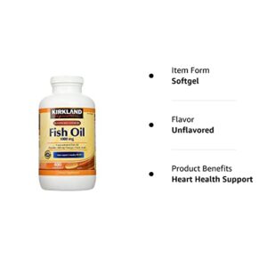 Kirkland Signature Natural Fish Oil Concentrate with Omega-3 Fatty Acids, 400 Softgels, White