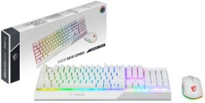 msi vigor gk30 combo white, 6-zone rgb gk30 gaming keyboard & gm11 gaming mouse, water repellent & splash-proof, 5000 dpi