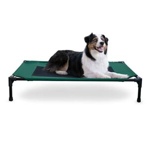 k&h pet products elevated cooling outdoor dog bed portable raised dog cot green/black large 30 x 42 x 7 inches