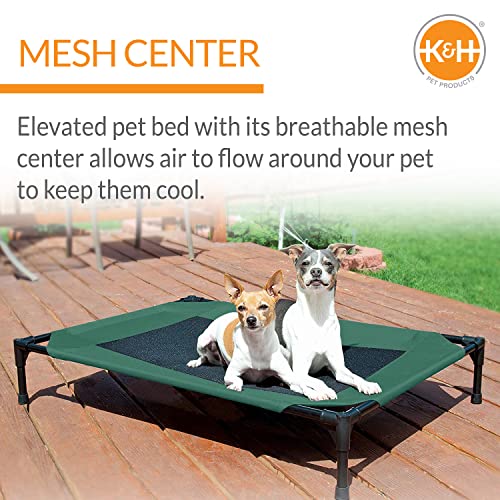 K&H PET PRODUCTS Elevated Cooling Outdoor Dog Bed Portable Raised Dog Cot Green/Black Large 30 X 42 X 7 Inches