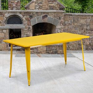 Flash Furniture Commercial Grade 31.5" x 63" Rectangular Yellow Metal Indoor-Outdoor Table