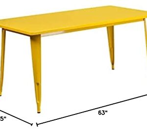 Flash Furniture Commercial Grade 31.5" x 63" Rectangular Yellow Metal Indoor-Outdoor Table