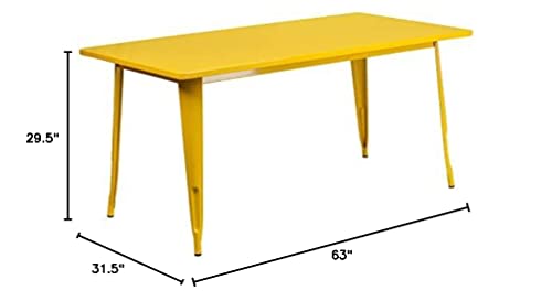 Flash Furniture Commercial Grade 31.5" x 63" Rectangular Yellow Metal Indoor-Outdoor Table