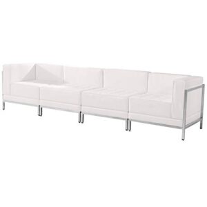 flash furniture hercules imagination series white leathersoft 4 piece lounge set