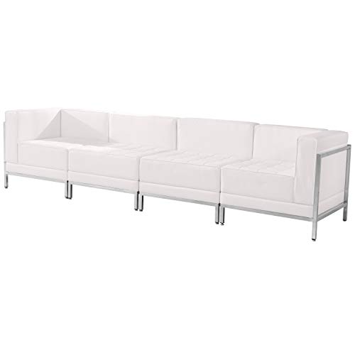 Flash Furniture HERCULES Imagination Series White LeatherSoft 4 Piece Lounge Set