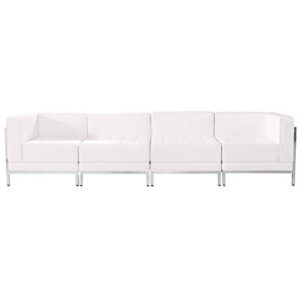 Flash Furniture HERCULES Imagination Series White LeatherSoft 4 Piece Lounge Set