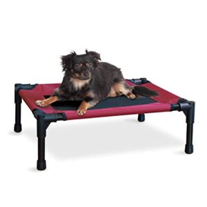 k&h pet products elevated cooling outdoor dog bed portable raised dog cot red/black small 17 x 22 x 7 inches