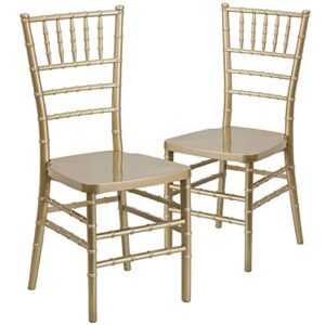 Flash Furniture 2 Pack HERCULES PREMIUM Series Gold Resin Stacking Chiavari Chair