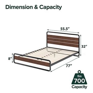 ZINUS Therese Metal Platform Bed Frame / No Box Spring Needed / Wood Slat Support / Easy Assembly, Full