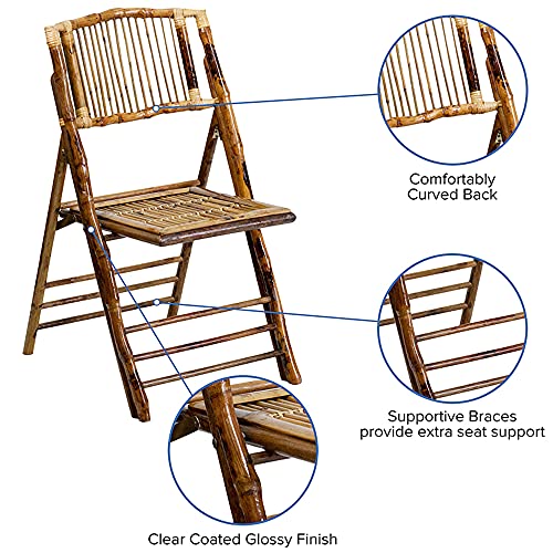 Flash Furniture 4 Pack American Champion Bamboo Folding Chair