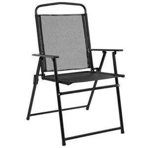 Flash Furniture Nantucket 6 Piece Patio Garden Table Set - Umbrella Table - Set of 4 Black Folding Chairs