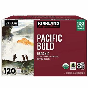 kirkland signature pacific bold coffee, dark, 120 k-cup pods
