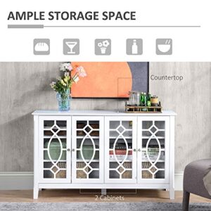 HOMCOM Modern Sideboard with Storage, Console Table, Buffet Cabinet with Glass Doors for Living Room, White