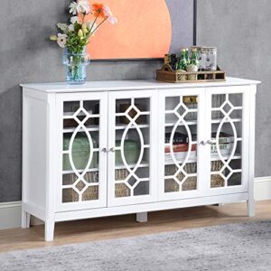 HOMCOM Modern Sideboard with Storage, Console Table, Buffet Cabinet with Glass Doors for Living Room, White