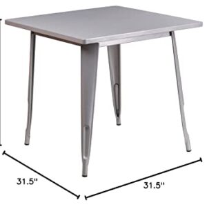 Flash Furniture Commercial Grade 31.5" Square Silver Metal Indoor-Outdoor Table