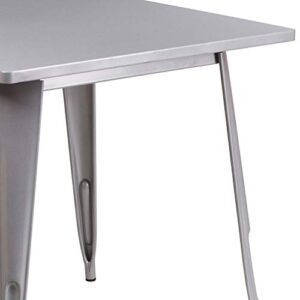 Flash Furniture Commercial Grade 31.5" Square Silver Metal Indoor-Outdoor Table