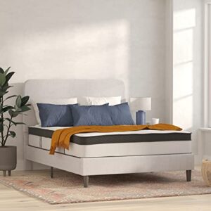 flash furniture capri comfortable sleep 12 inch certipur-us certified hybrid pocket spring mattress, queen mattress in a box,white