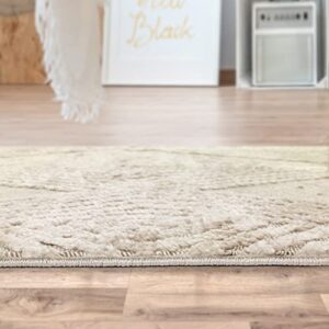 Antep Rugs Palafito 8x10 Geometric Shag Diamond High-Low Pile Textured Indoor Area Rug (Beige, 7'10" x 10')