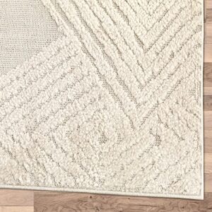 Antep Rugs Palafito 8x10 Geometric Shag Diamond High-Low Pile Textured Indoor Area Rug (Beige, 7'10" x 10')