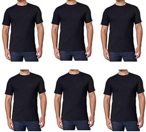 kirkland signature men’s crew neck tee 100% combed heavyweight cotton t-shirts (pack of 6) (black, small)