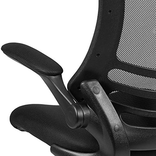 Flash Furniture Kelista Mid-Back Black Mesh Swivel Ergonomic Task Office Chair with Flip-Up Arms