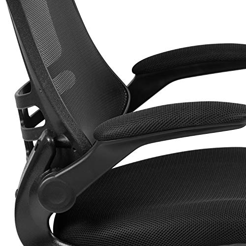 Flash Furniture Kelista Mid-Back Black Mesh Swivel Ergonomic Task Office Chair with Flip-Up Arms