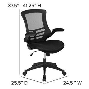 Flash Furniture Kelista Mid-Back Black Mesh Swivel Ergonomic Task Office Chair with Flip-Up Arms