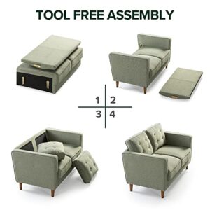 ZINUS Lauren Loveseat / Button Tufted Cushions / Easy, Tool-Free Assembly, Pear Green