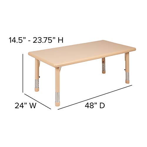 Flash Furniture 24"W x 48"L Rectangular Natural Plastic Height Adjustable Activity Table