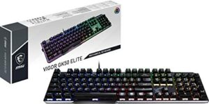 msi vigor gk50 elite ll mechanical gaming keyboard, clicky kailh box white switches, rgb mystic light,blue