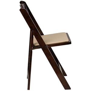 Flash Furniture 4 Pack HERCULES Series Fruitwood Wood Folding Chair with Vinyl Padded Seat