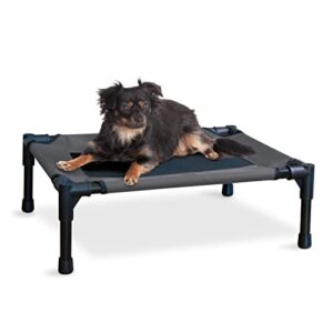 k&h pet products elevated cooling outdoor dog bed portable raised dog cot charcoal/black small 17 x 22 x 7 inches