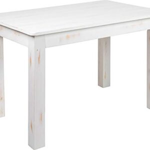 Flash Furniture HERCULES Series 46" x 30" Rectangular Antique Rustic White Solid Pine Farm Dining Table