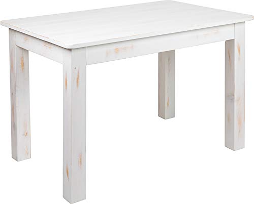 Flash Furniture HERCULES Series 46" x 30" Rectangular Antique Rustic White Solid Pine Farm Dining Table