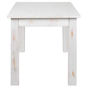Flash Furniture HERCULES Series 46" x 30" Rectangular Antique Rustic White Solid Pine Farm Dining Table