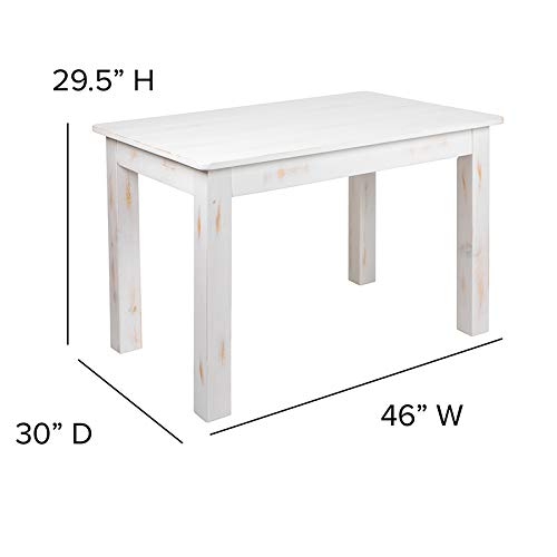 Flash Furniture HERCULES Series 46" x 30" Rectangular Antique Rustic White Solid Pine Farm Dining Table