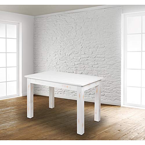 Flash Furniture HERCULES Series 46" x 30" Rectangular Antique Rustic White Solid Pine Farm Dining Table