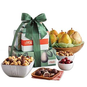 harry & david tower of treats pear, nut, popcorn and sweets gift tower