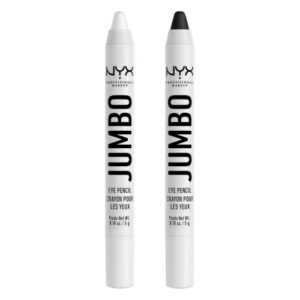 nyx professional makeup jumbo eye pencil, eyeshadow & eyeliner pencil – milk & black bean (2-pack)