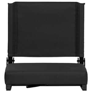 Flash Furniture Grandstand Comfort Seats by Flash - Black Stadium Chair - 2 Pack 500 lb. Rated Folding Chair - Carry Handle - Ultra-Padded Seat