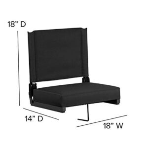 Flash Furniture Grandstand Comfort Seats by Flash - Black Stadium Chair - 2 Pack 500 lb. Rated Folding Chair - Carry Handle - Ultra-Padded Seat