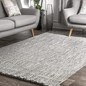 nuloom courtney braided indoor/outdoor area rug, 10′ x 13′, salt and pepper