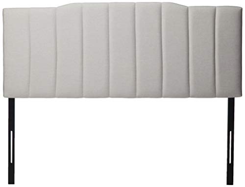 Zinus Satish Upholstered Channel Stitched Headboard in Light Grey, Full & ZINUS 16 Inch SmartBase Headboard or Footboard Brackets, Set of 2