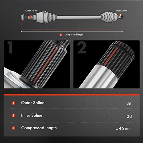 A-Premium CV Axle Shaft Assembly Compatible with Polaris RZR 900 2015-2020, RZR Trail 900 2021-2021, Front & Rear 4-PC Set