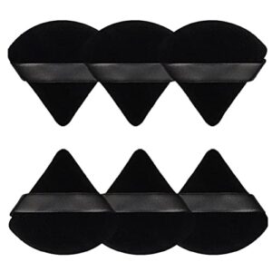 pimoys 6 pieces powder puff face soft triangle makeup puff for loose powder mineral powder body powder velour cosmetic foundation blender sponge beauty makeup tools(black)