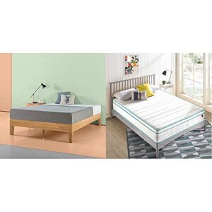 zinus moiz 14 inch deluxe solid wood platform bed with zinus 12 inch memory foam spring hybrid mattress